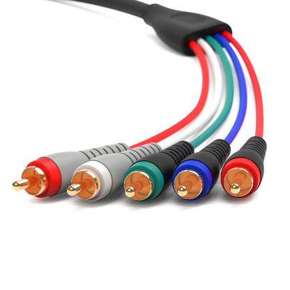 Component Video Cable with Audio (25FT, RCA- 5 Cable, Supports 1080I) - Compatible with DVD Players, VCR, Camcorder, Projector