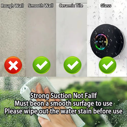AquaBeat Mini: Waterproof LED Bluetooth Speaker with Powerful Sound & Suction Cup Mount